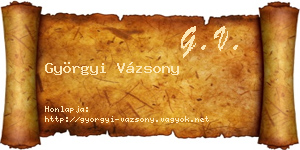 Györgyi Vázsony névjegykártya